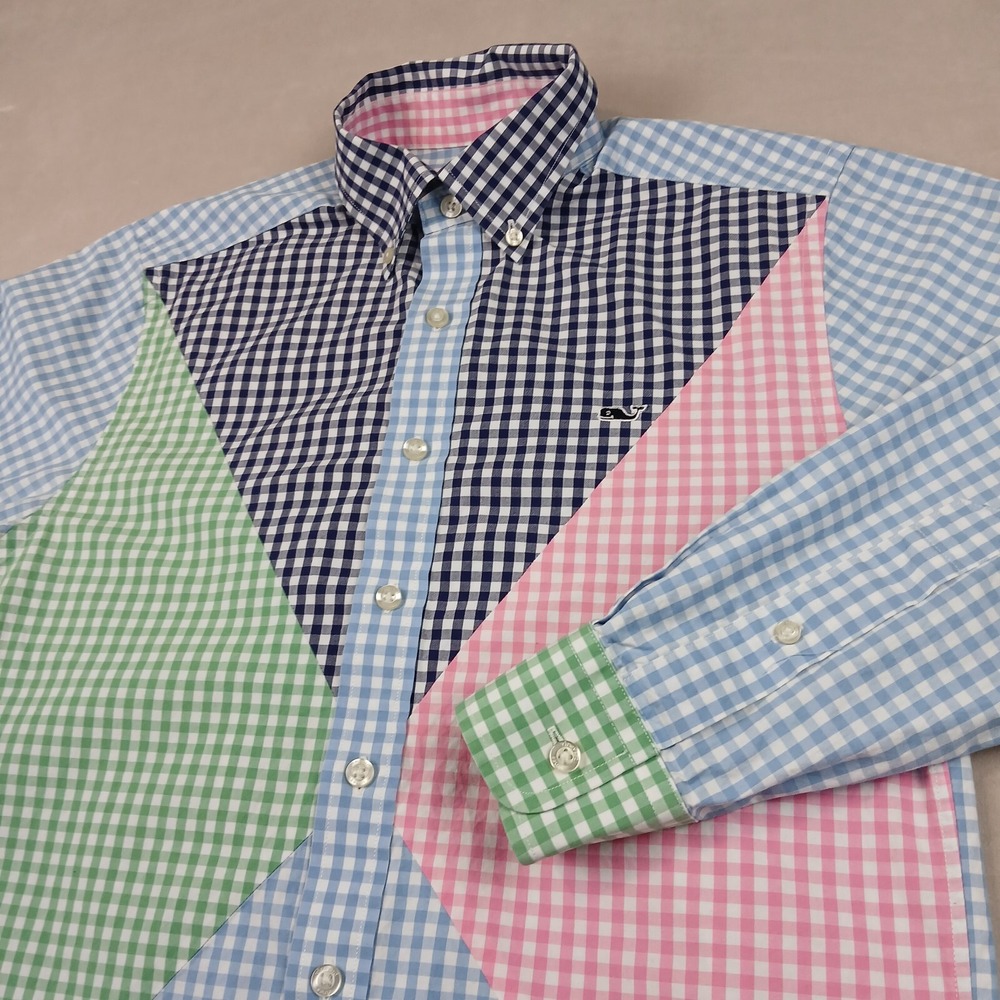 Vineyard Vines Small Mens Shirt Button Down Long Sleeve Slim Whale Has‎ Defect